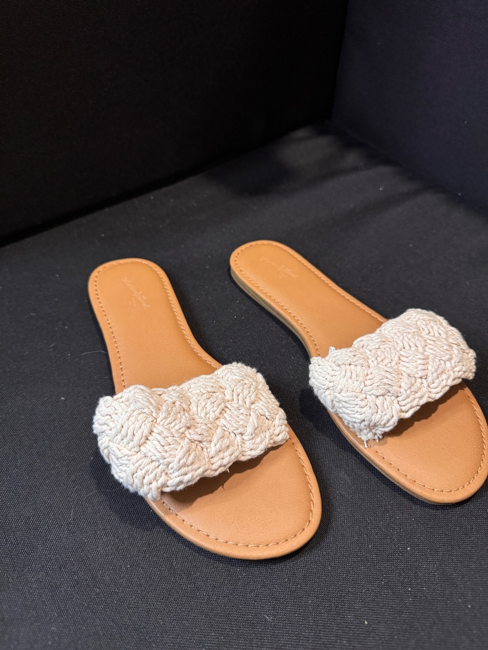 Universal Thread Braided Cream Strap Slide Sandals